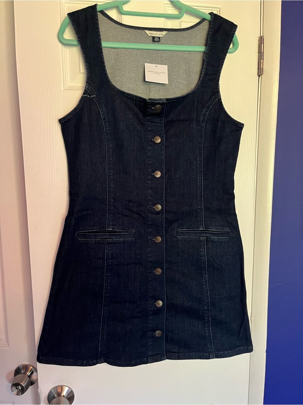 American Eagle Button-Front Denim Mini Dress